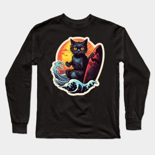 Black Cat Surf Club Long Sleeve T-Shirt